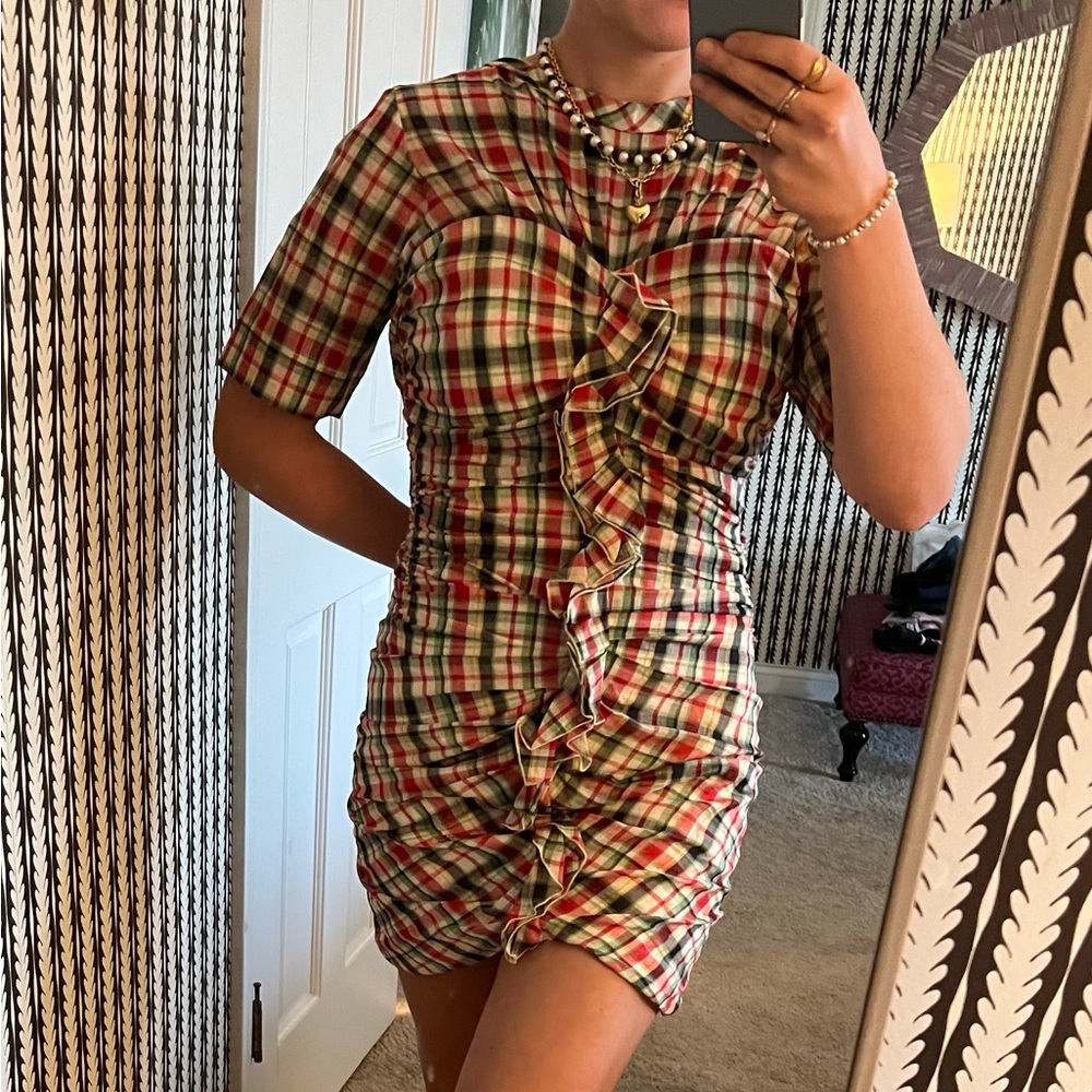 Isabel Marant Plaid Ruffle Dress